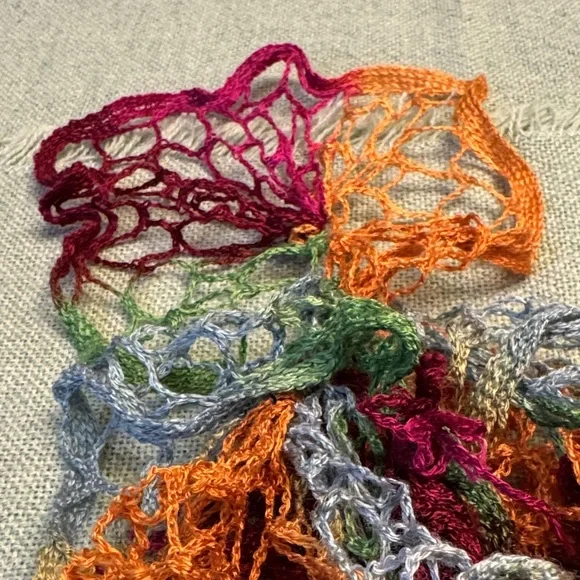 Multi-colored Crochet Ruffled Scarf - Picture 11 of 16